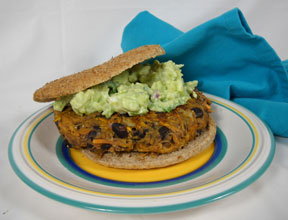 Vegetarian Burger With Guacamole Topping